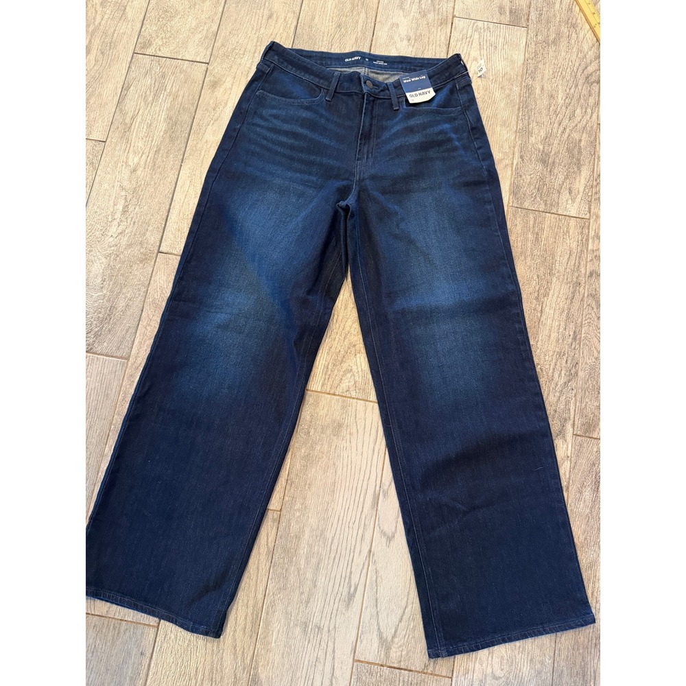 Old‎ Navy Wow Wide Leg Jeans 12 Dark Wash High Rise Stretch Denim Womens NWT